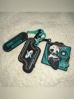 Dude Perfect Keychain Lot 3 MyBooster Backpack Charm Clips Panda Cool Not Cool